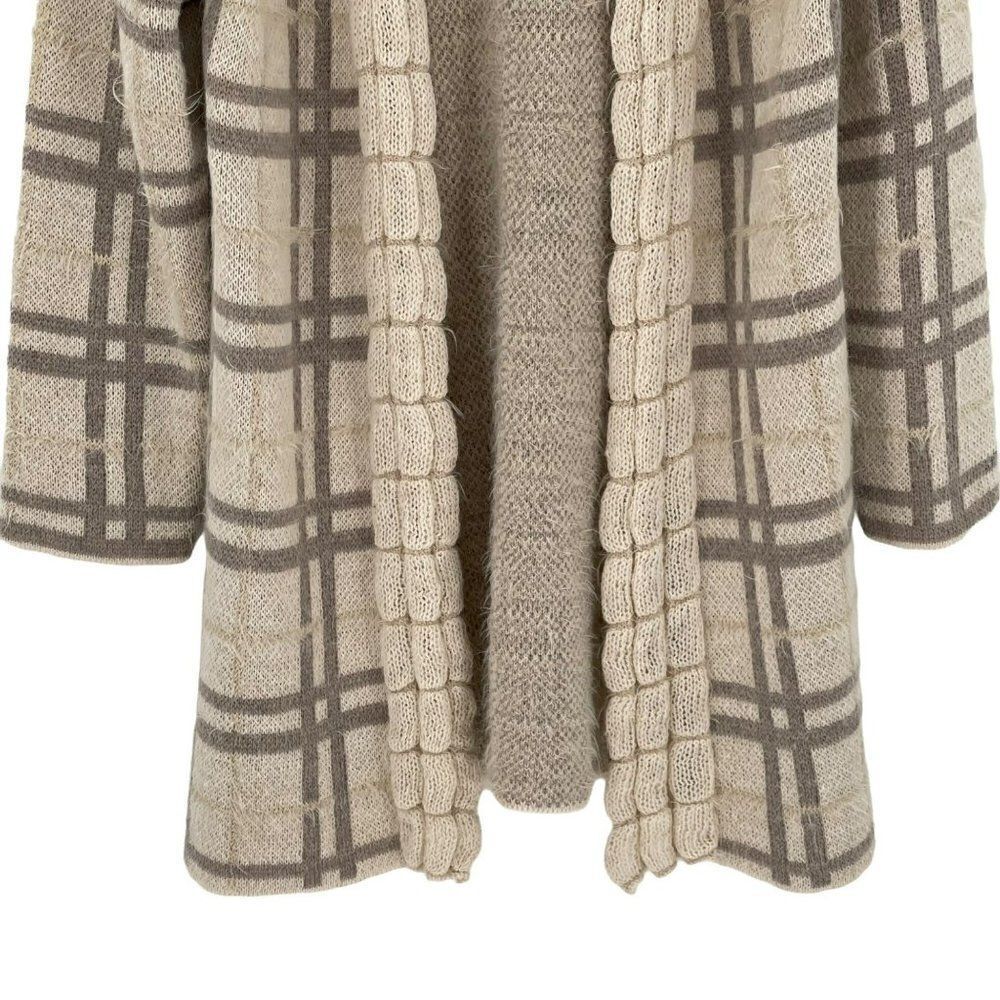 ‎Elisabetta Collection Mohair Wool Blend Open Front Cardigan Sweater Cream Large - Picture 3 of 9